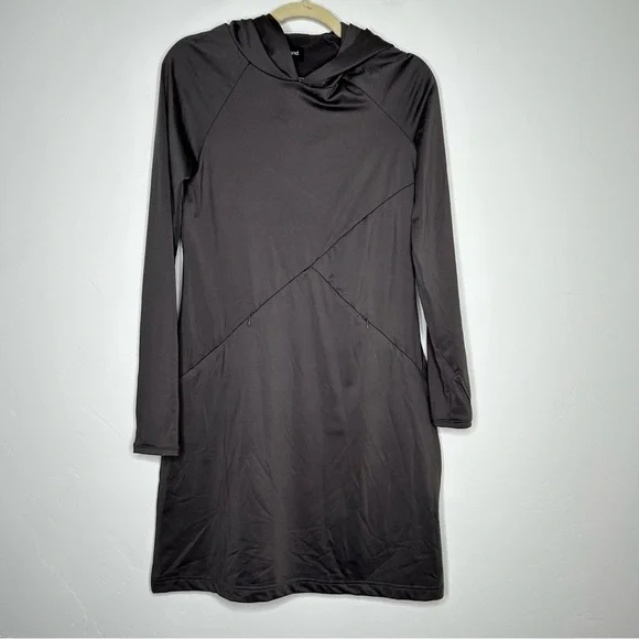 Betabrand Red Eye Charcoal Gray Long-Sleeve Travel Dress Size Small Hooded - Picture 1 of 13